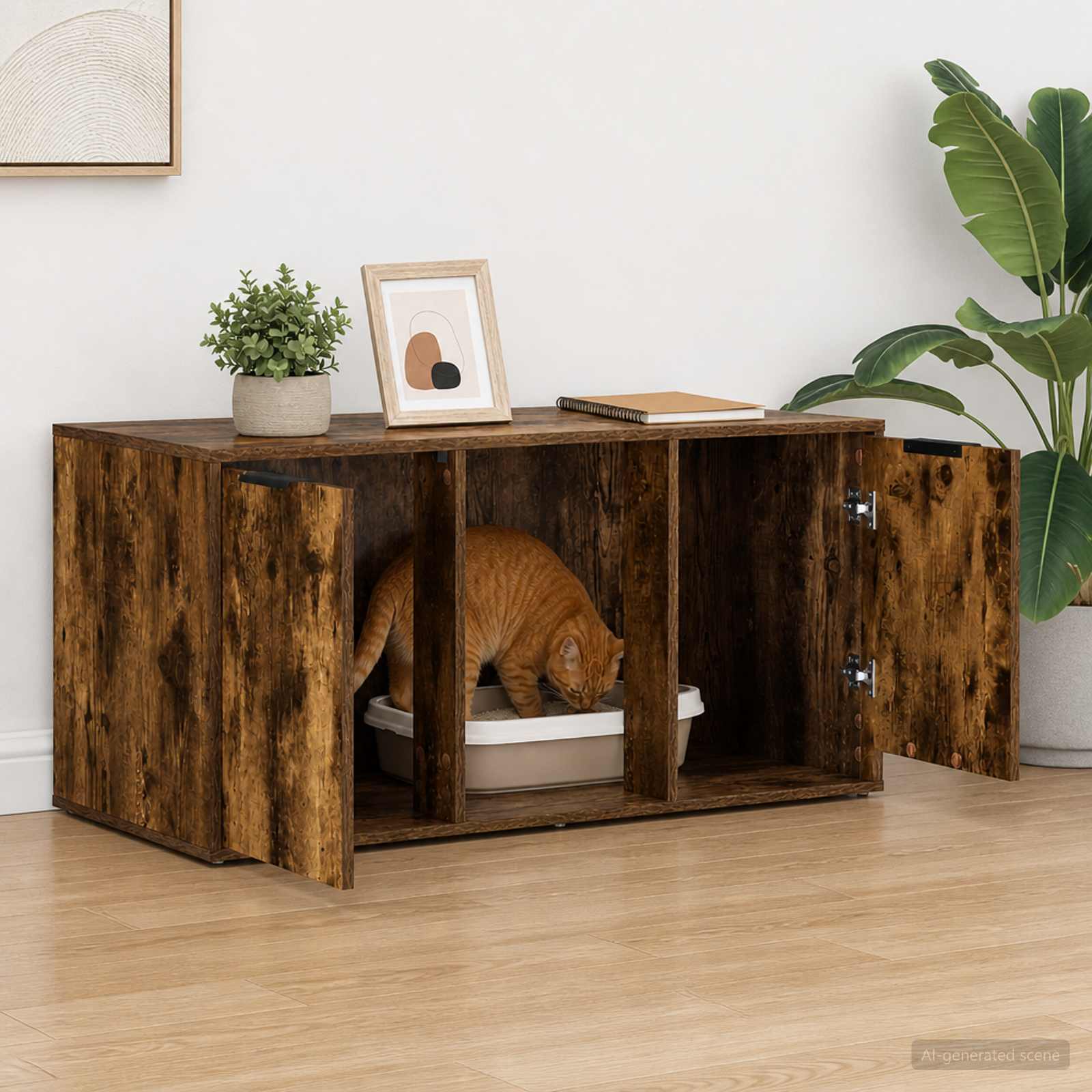 vidaXL Meble dla kota Dąb wędzony 100 x 49 x 45 cm Drewno inżynieryjne