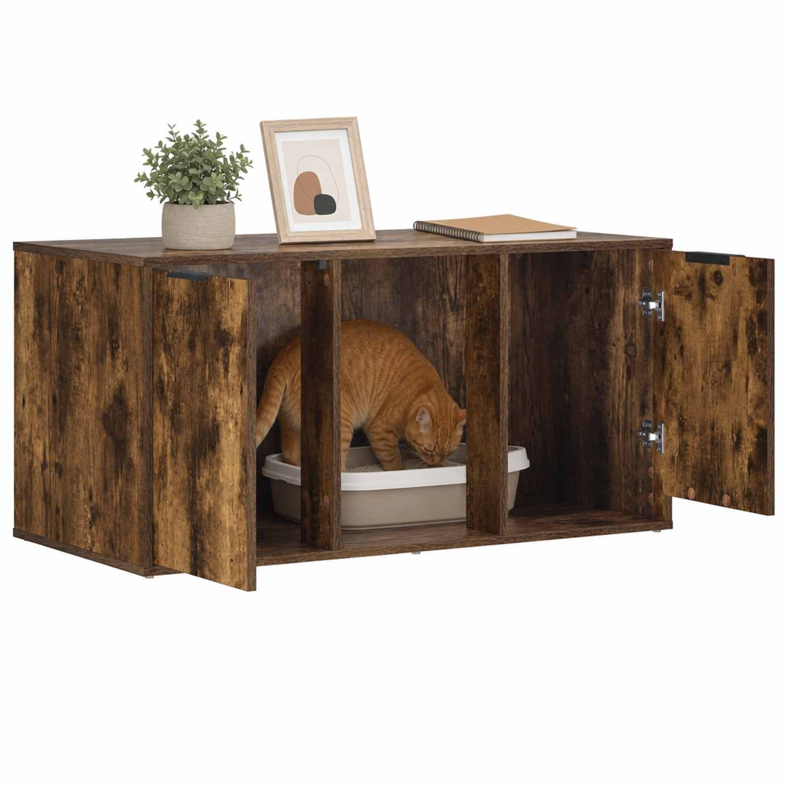 vidaXL Meble dla kota Dąb wędzony 100 x 49 x 45 cm Drewno inżynieryjne