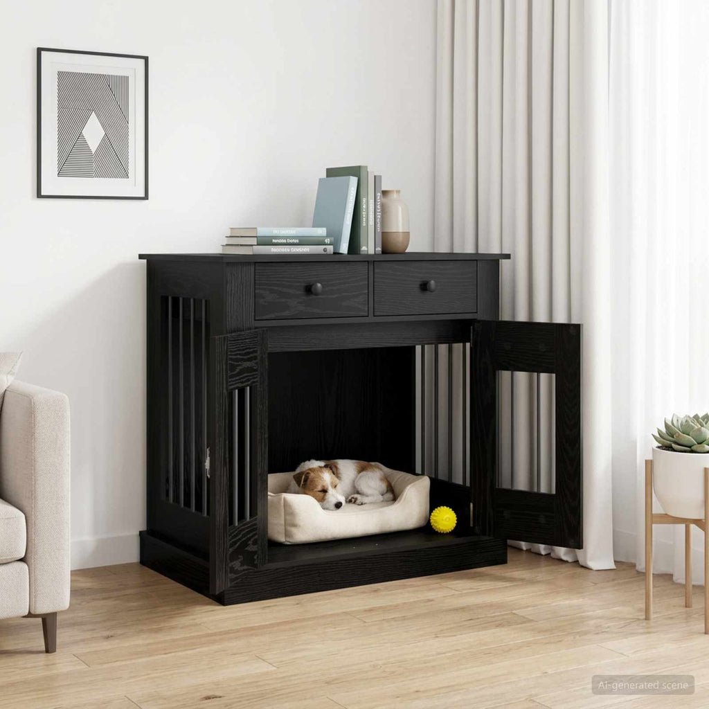 vidaXL Meble na klatkę dla psa Czarny dąb 80 x 47,5 x 80 cm