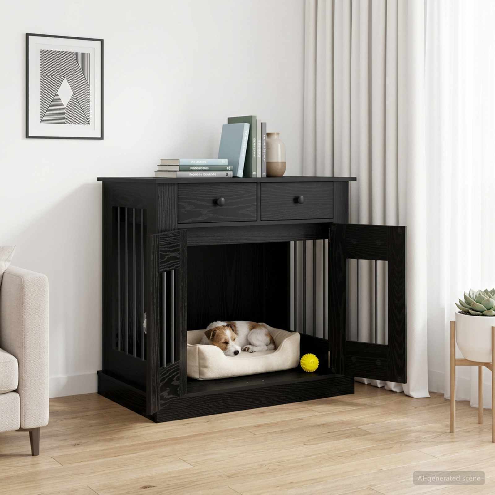 vidaXL Meble na klatkę dla psa Czarny dąb 80 x 47,5 x 80 cm