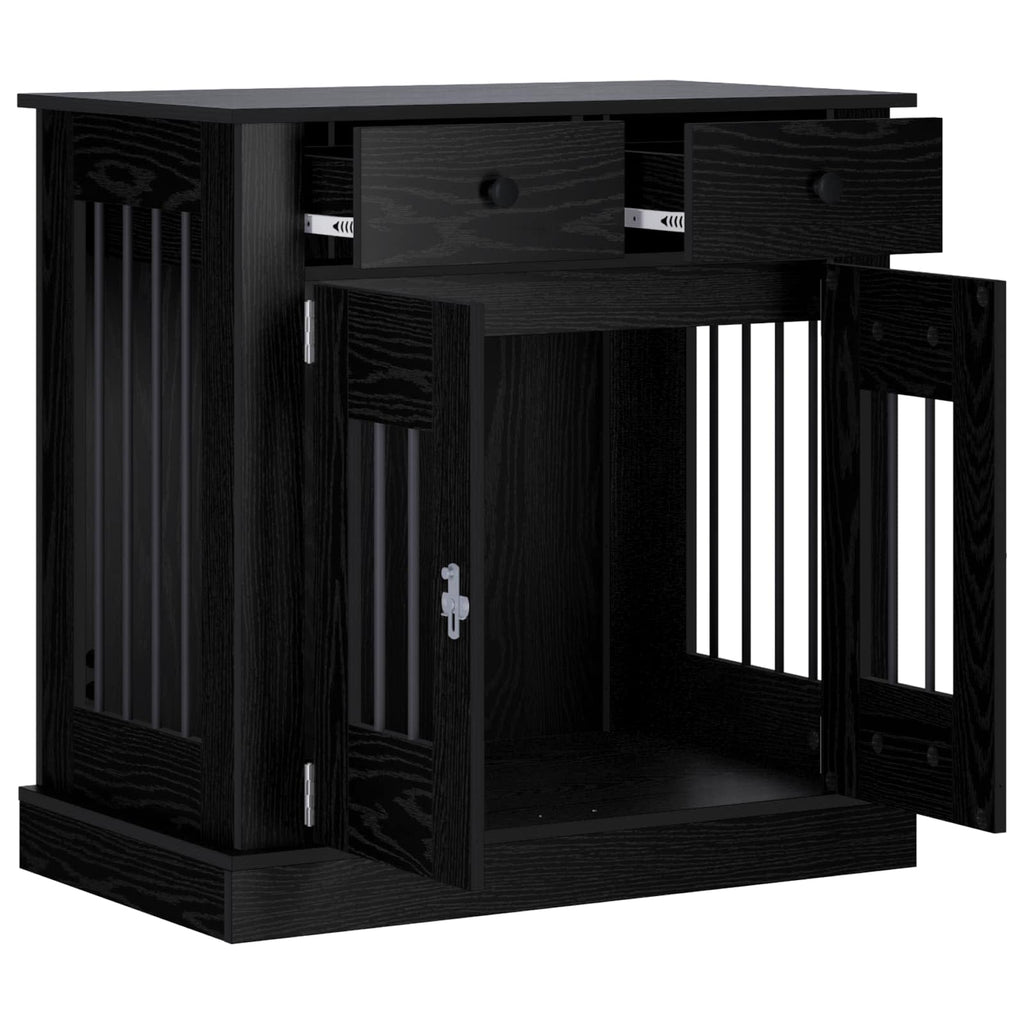 vidaXL Meble na klatkę dla psa Czarny dąb 80 x 47,5 x 80 cm