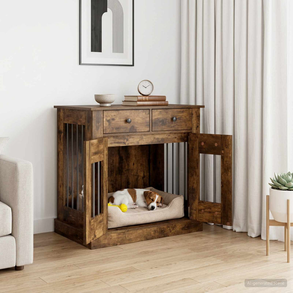 vidaXL Meble na klatkę dla psa Dąb wędzony 80 x 47,5 x 80 cm