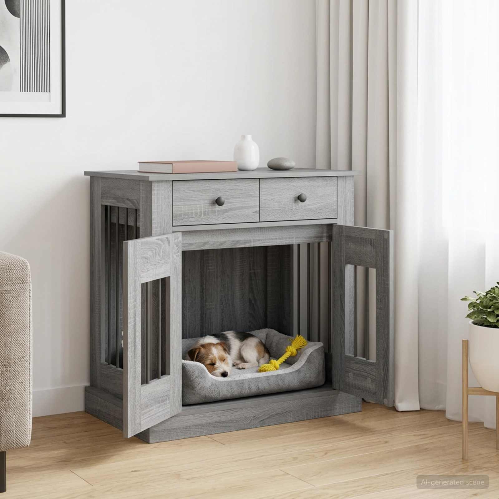 vidaXL Meble na klatkę dla psa Szary Sonoma 80 x 47,5 x 80 cm