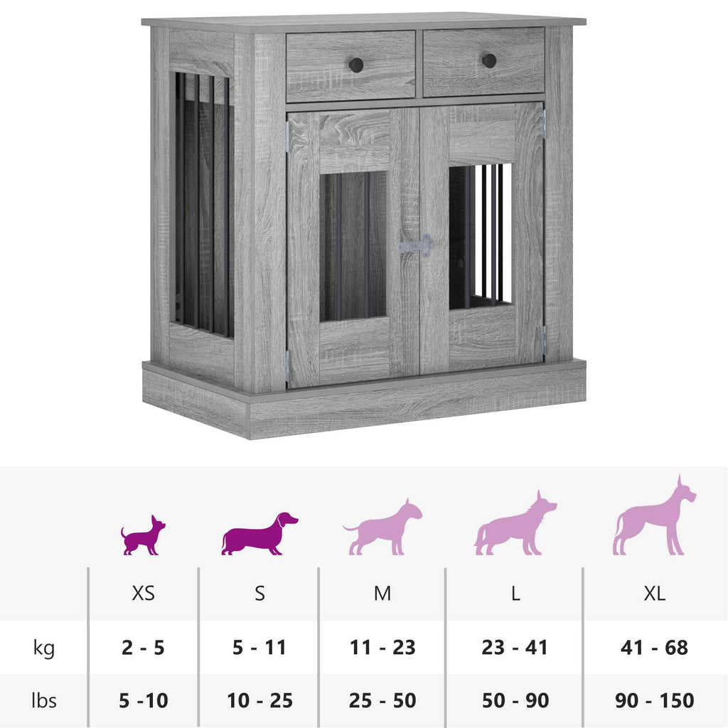 vidaXL Meble na klatkę dla psa Szary Sonoma 80 x 47,5 x 80 cm