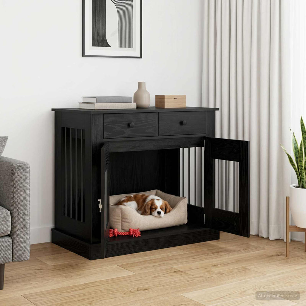 vidaXL Meble na klatkę dla psa Czarny dąb 90 x 47,5 x 80 cm