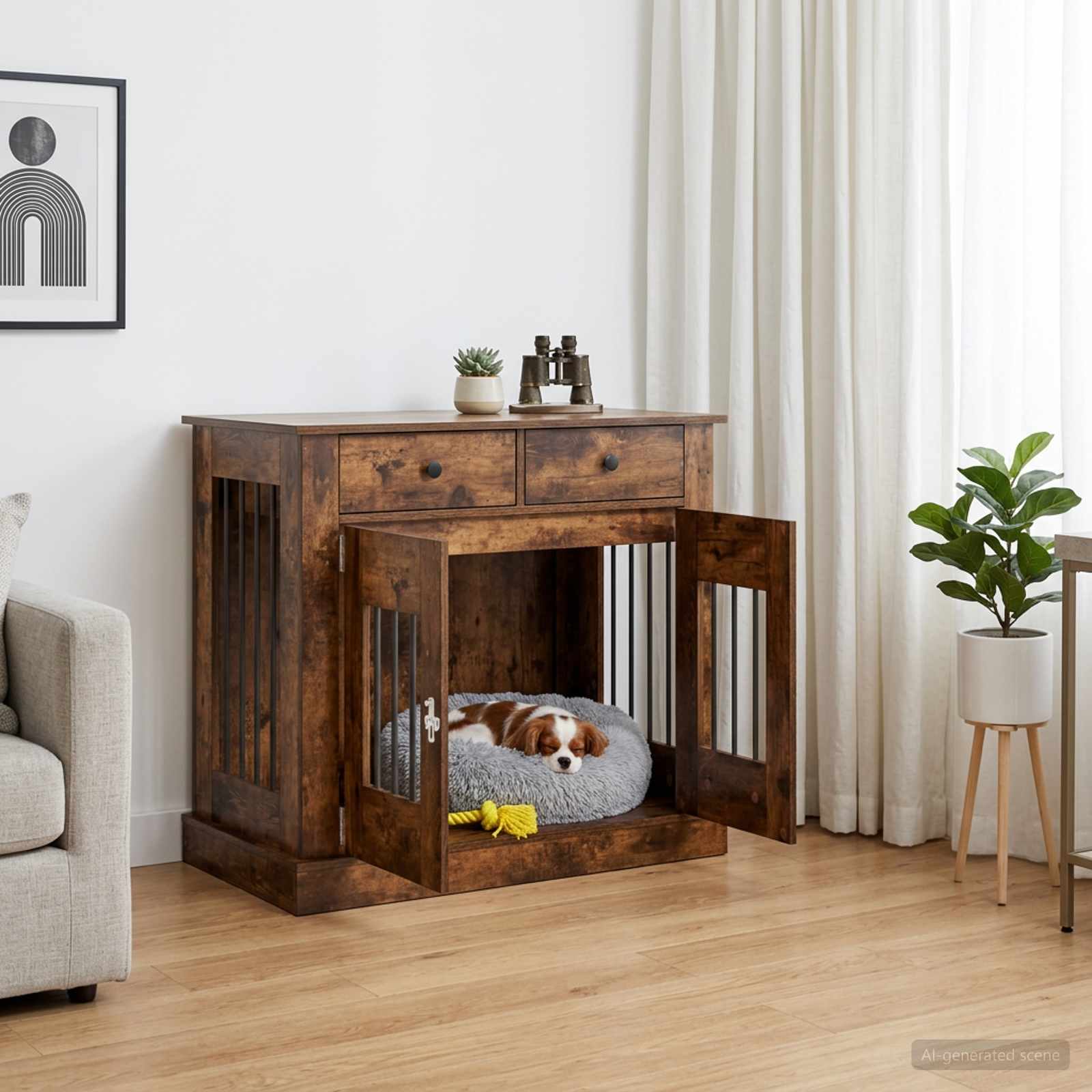 vidaXL Meble na klatkę dla psa Dąb wędzony 90 x 47,5 x 80 cm
