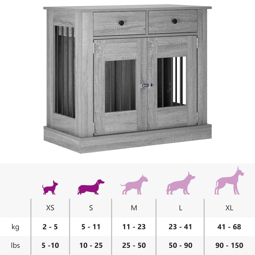 vidaXL Meble na klatkę dla psa Szary Sonoma 90 x 47,5 x 80 cm
