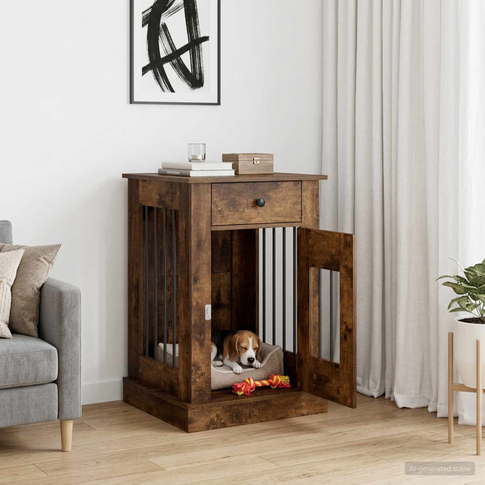 vidaXL Meble na klatkę dla psa Dąb wędzony 50 x 47,5 x 80 cm