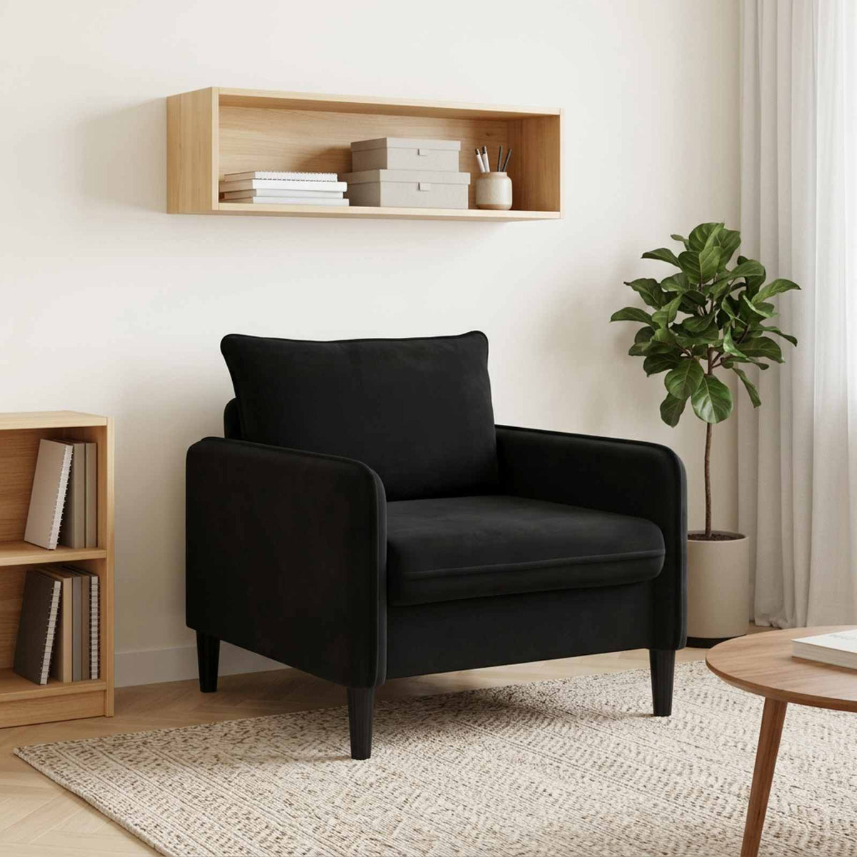 vidaXL Fotel XL Czarny Welur