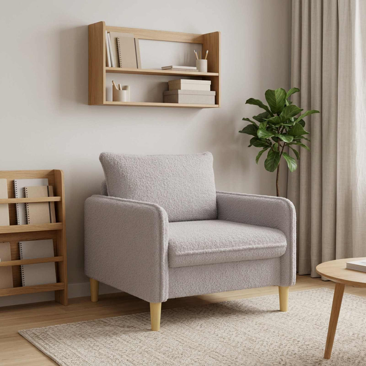 vidaXL Fotel XL jasnoszary Bouclé
