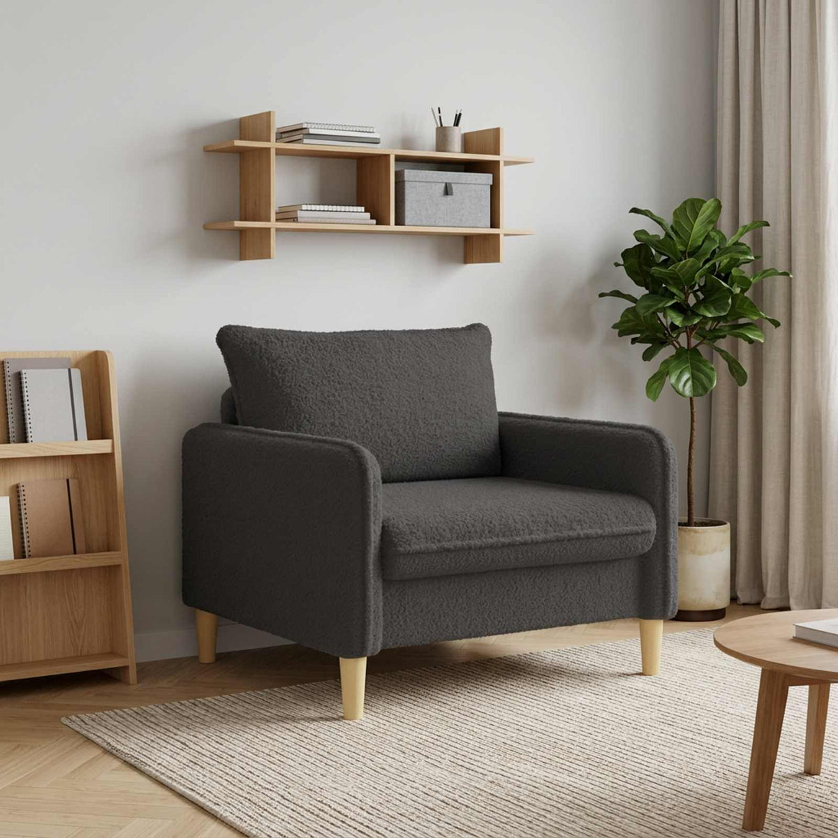 vidaXL Fotel XL ciemnoszary Bouclé