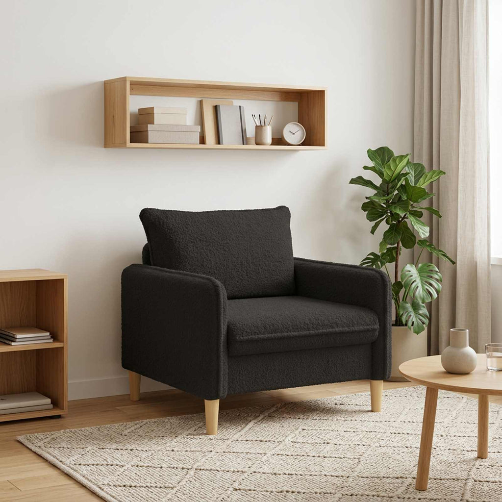 vidaXL Fotel XL Czarny Bouclé