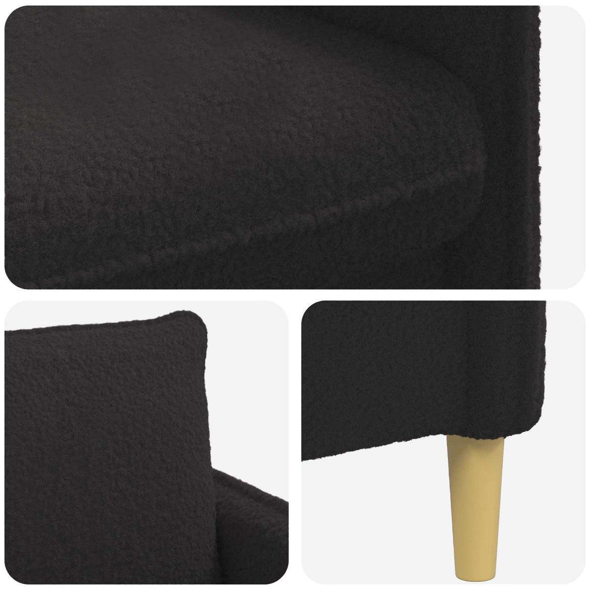 vidaXL Fotel XL Czarny Bouclé