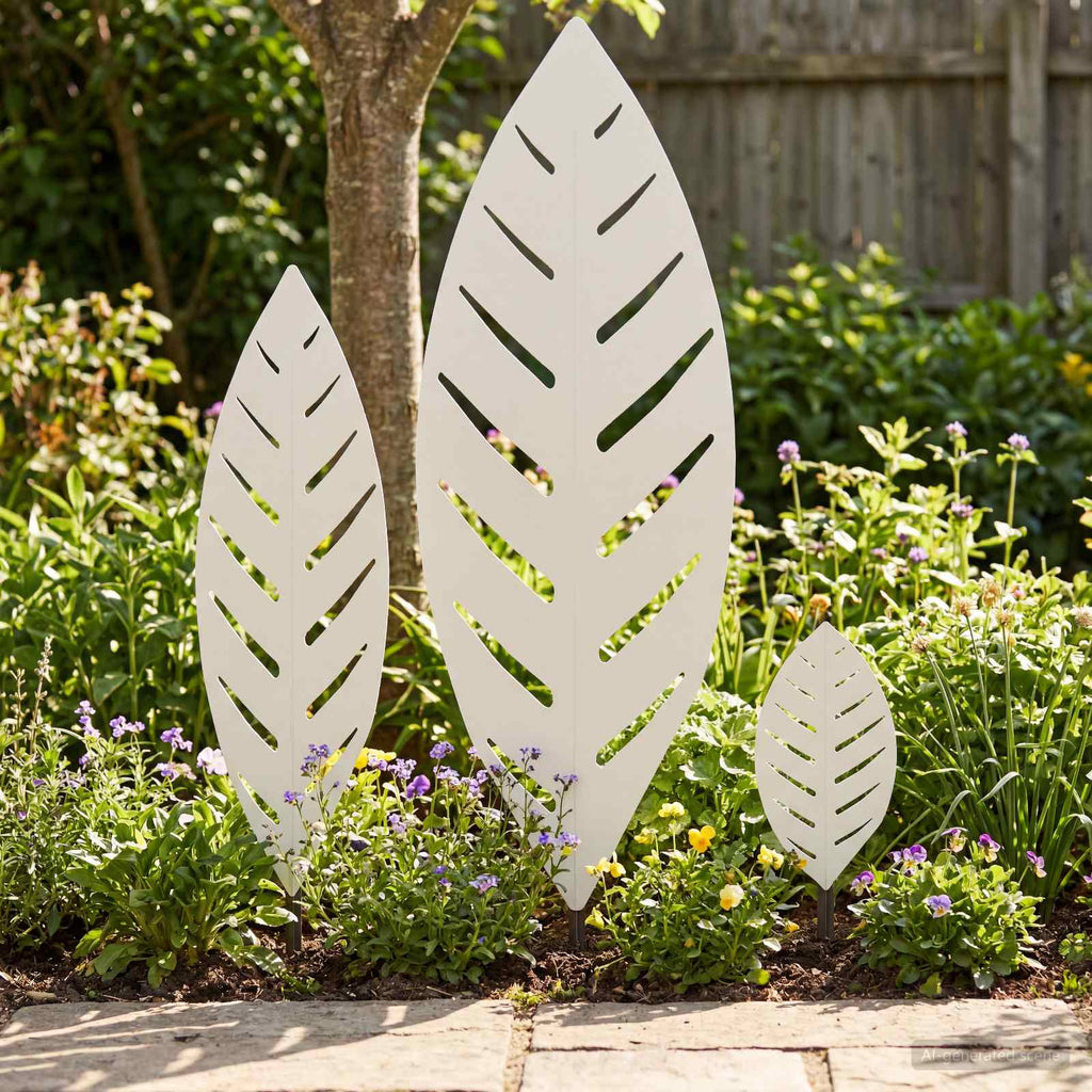 vidaXL St stake ogrodowy 3 szt. 116,5 x 35 x 3 cm Biały Stal