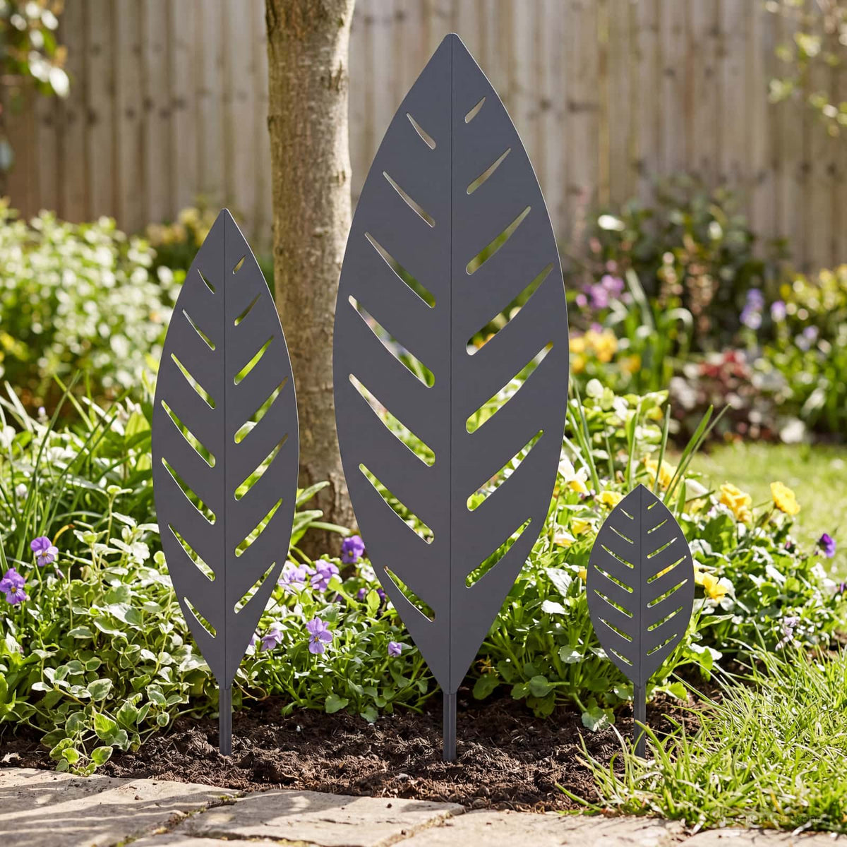 vidaXL St stake ogrodowy 3 szt. 116,5 x 35 x 3 cm antracytowy Stal