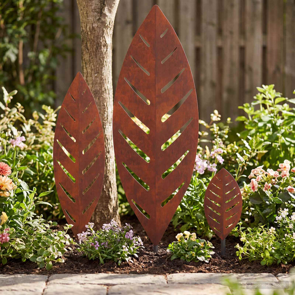 vidaXL St stake ogrodowy 3 szt. 116,5 x 35 x 3 cm Stal kortenowska