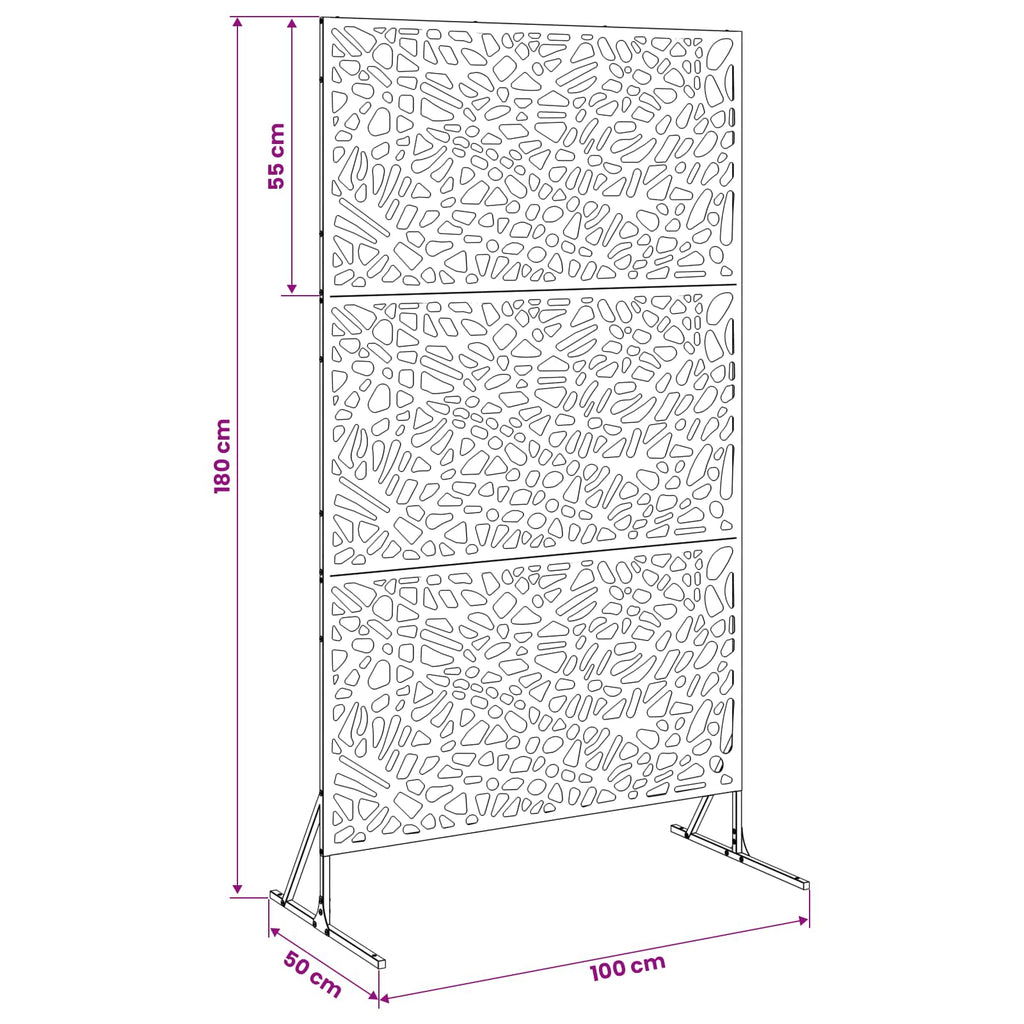 vidaXL Ekran prywatności 100 x 50 x 180 cm Stal kortenowska Rdzawy