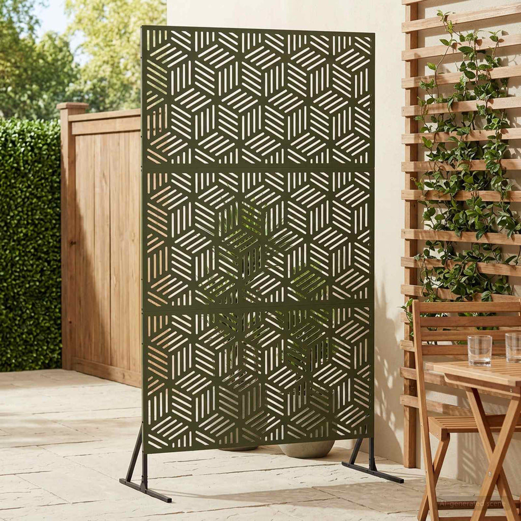 vidaXL Ekran prywatności 100 x 50 x 180 cm Stal Oliwkowy zielony