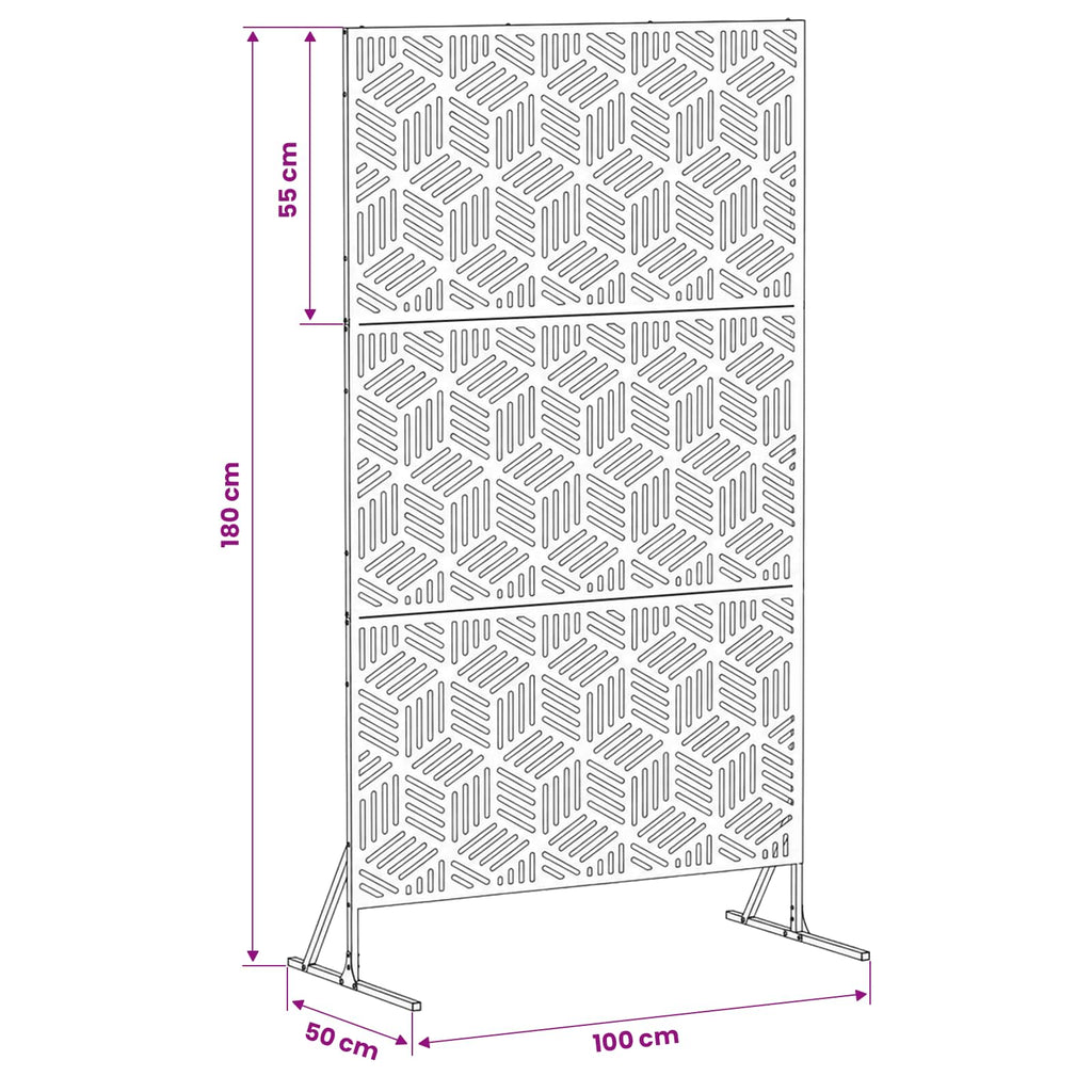 vidaXL Ekran prywatności 100 x 50 x 180 cm Stal kortenowska Rdzawy