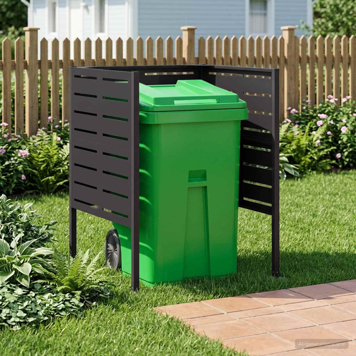 vidaXL Ekran na kosz na śmieci 85 x 85 x 113 cm Stal Czarny