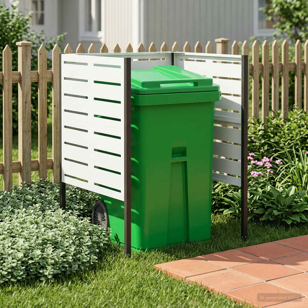 vidaXL Ekran na kosz na śmieci 85 x 85 x 113 cm Stal Biały