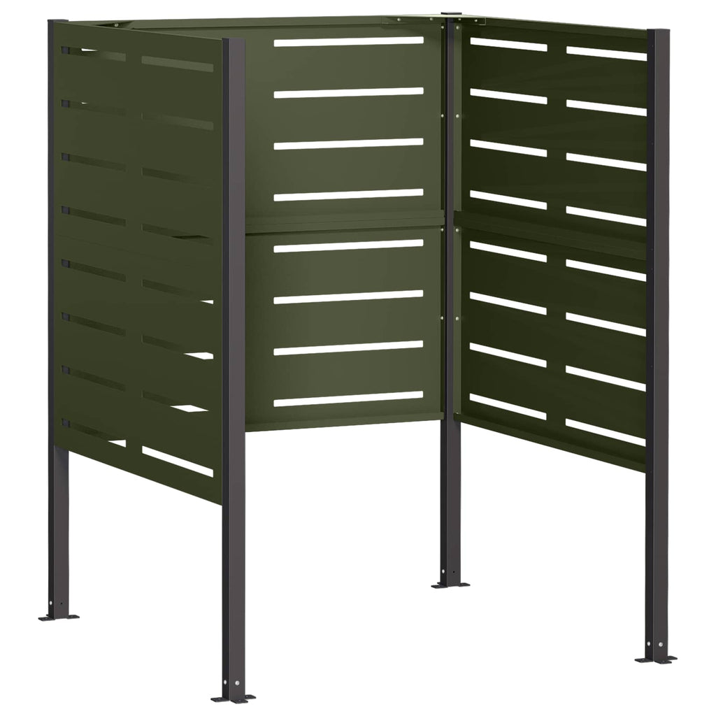 vidaXL Ekran na kosz na śmieci 85 x 85 x 113 cm Stal Oliwkowy zielony