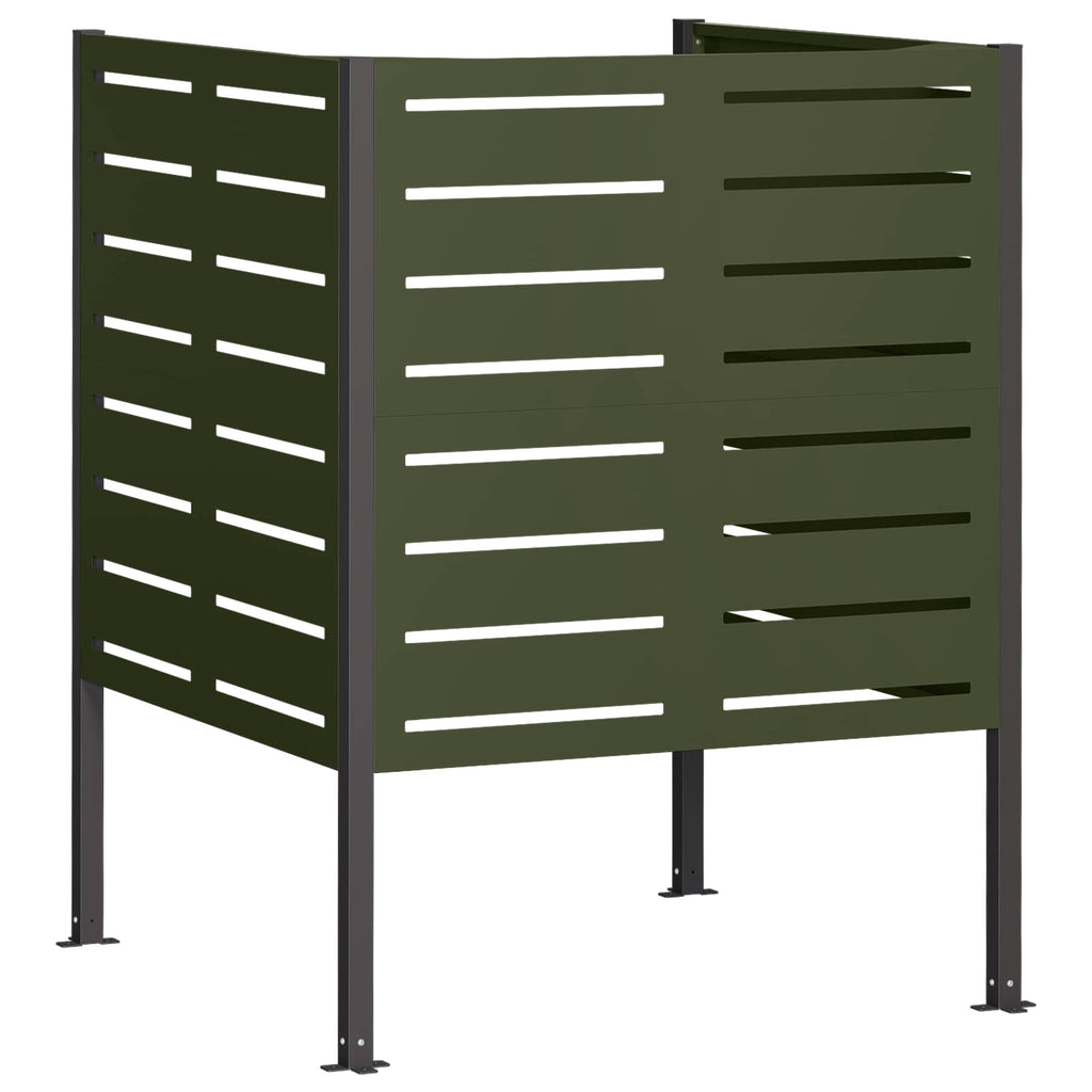 vidaXL Ekran na kosz na śmieci 85 x 85 x 113 cm Stal Oliwkowy zielony