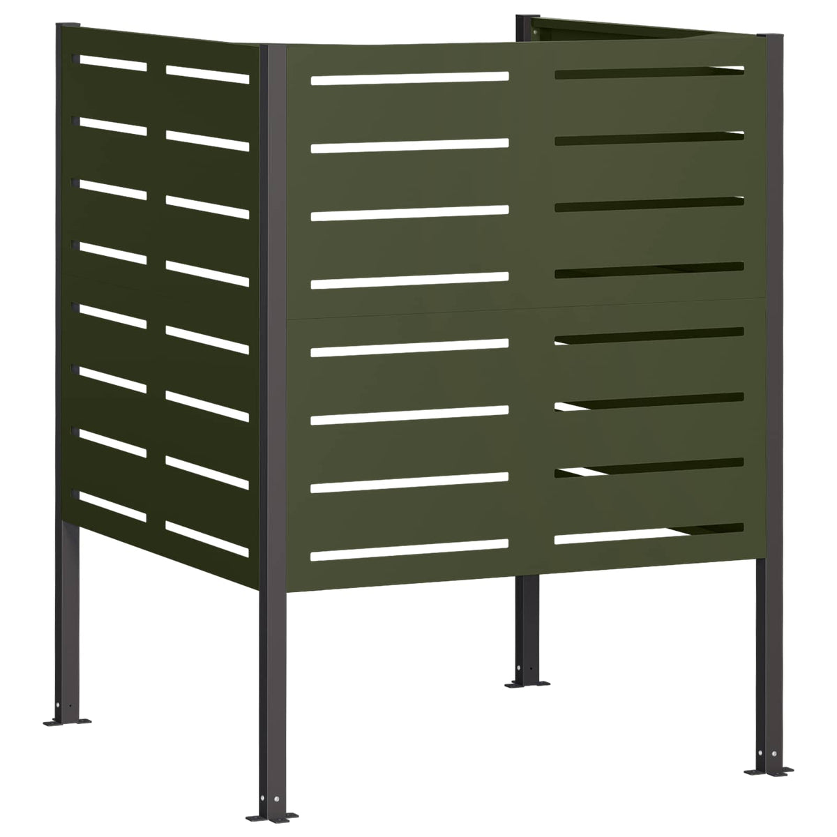 vidaXL Ekran na kosz na śmieci 85 x 85 x 113 cm Stal Oliwkowy zielony