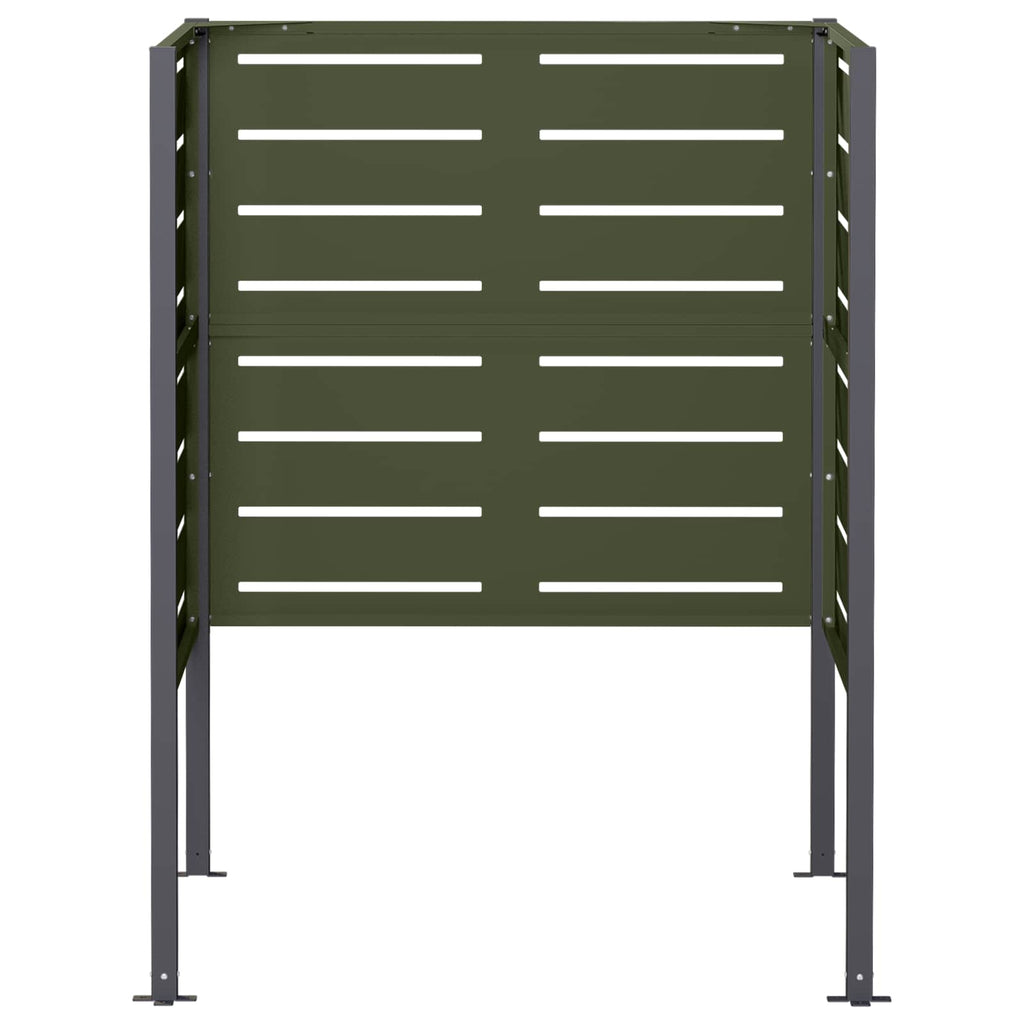 vidaXL Ekran na kosz na śmieci 85 x 85 x 113 cm Stal Oliwkowy zielony