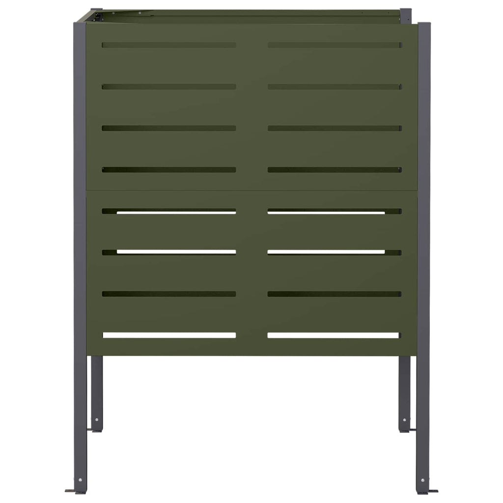 vidaXL Ekran na kosz na śmieci 85 x 85 x 113 cm Stal Oliwkowy zielony