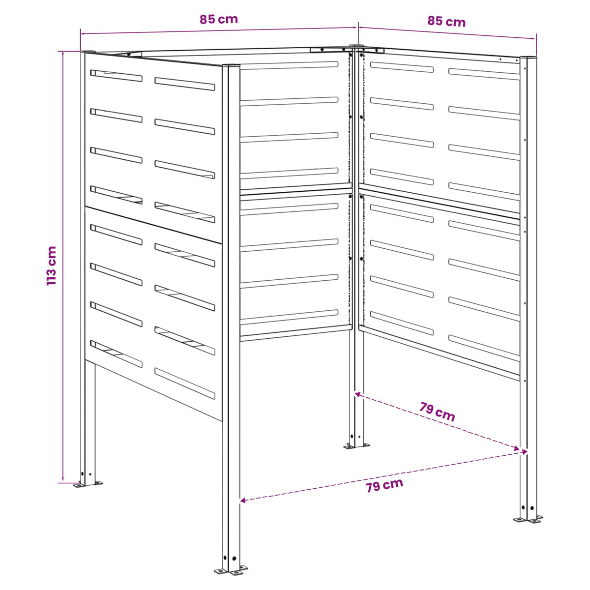 vidaXL Ekran na kosz na śmieci 85 x 85 x 113 cm Stal Oliwkowy zielony