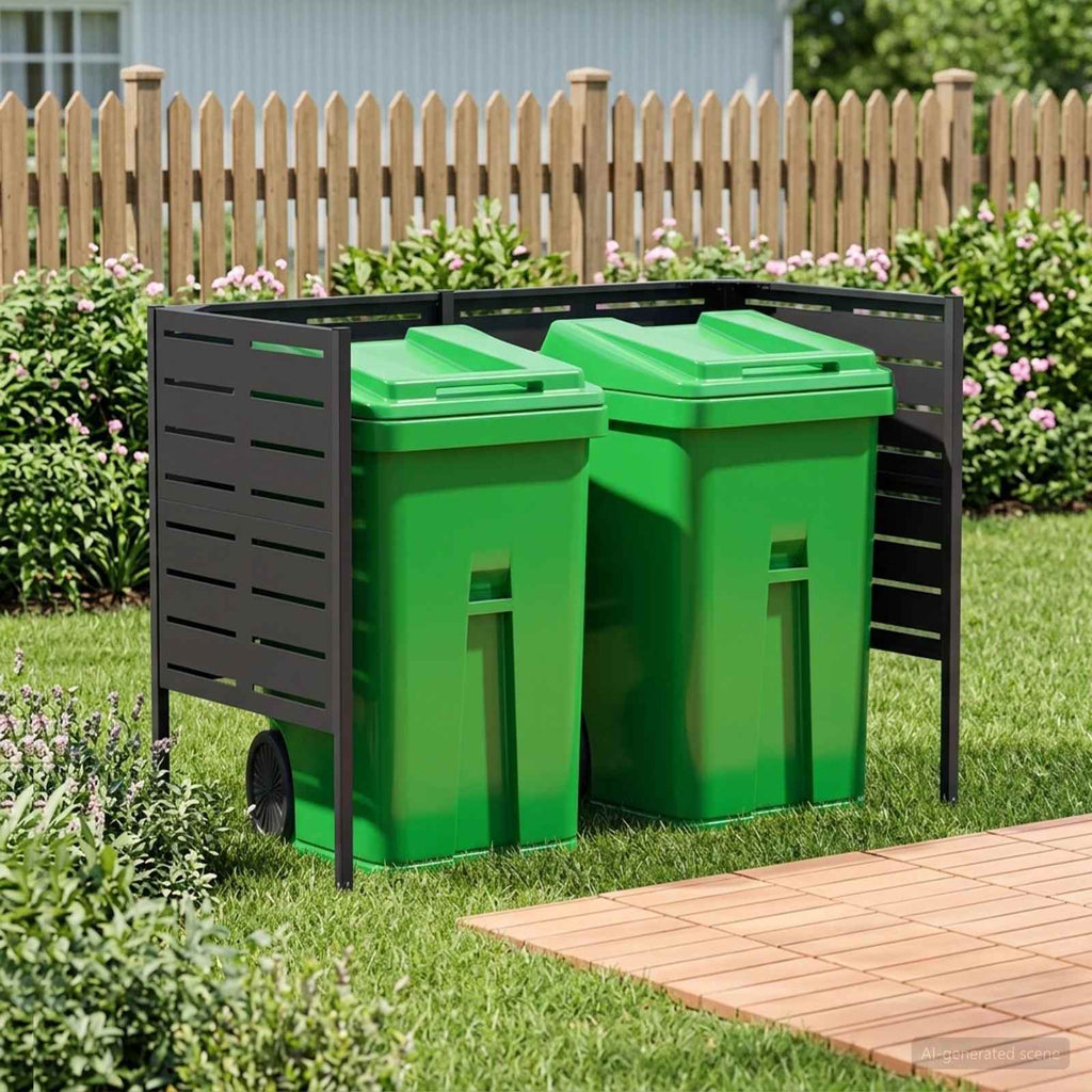 vidaXL Ekran na kosz na śmieci 167 x 85 x 113 cm Stal Czarny