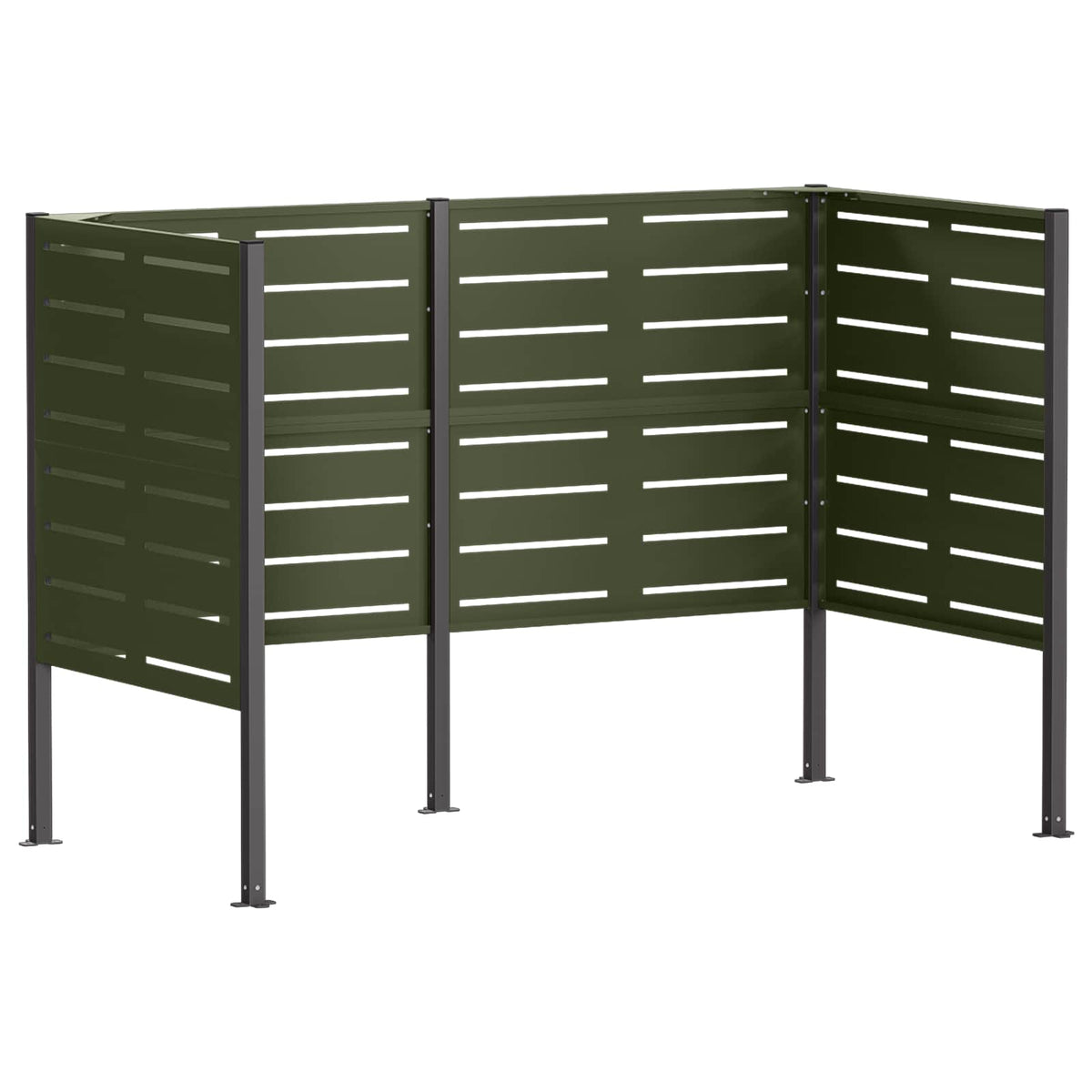 vidaXL Ekran na kosz na śmieci 167 x 85 x 113 cm Stal Oliwkowy zielony
