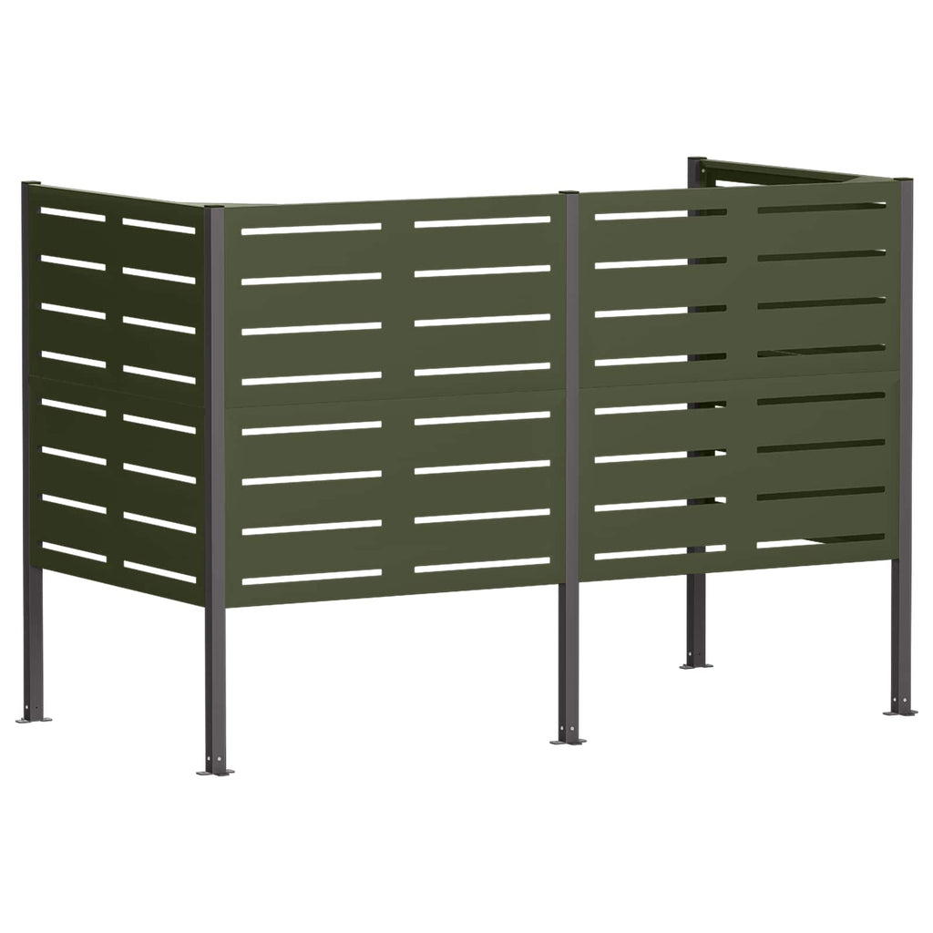 vidaXL Ekran na kosz na śmieci 167 x 85 x 113 cm Stal Oliwkowy zielony