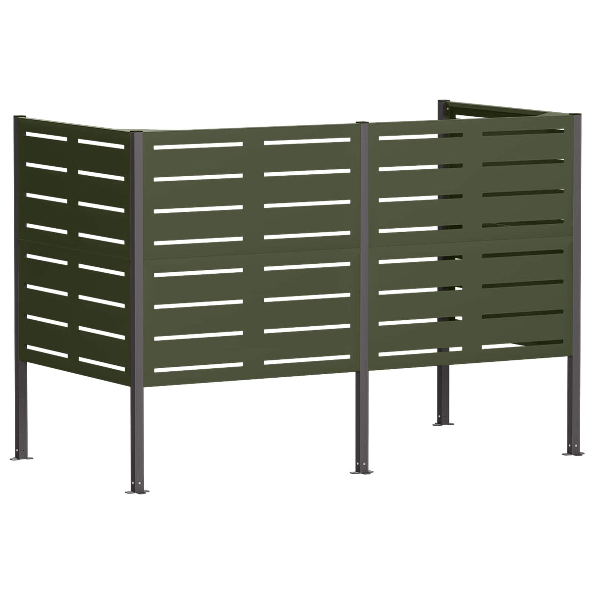 vidaXL Ekran na kosz na śmieci 167 x 85 x 113 cm Stal Oliwkowy zielony