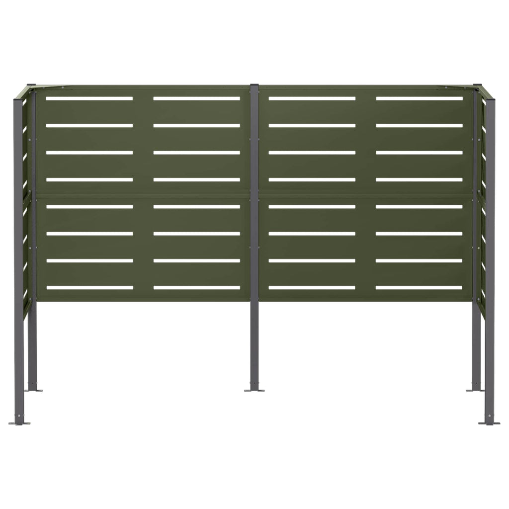 vidaXL Ekran na kosz na śmieci 167 x 85 x 113 cm Stal Oliwkowy zielony