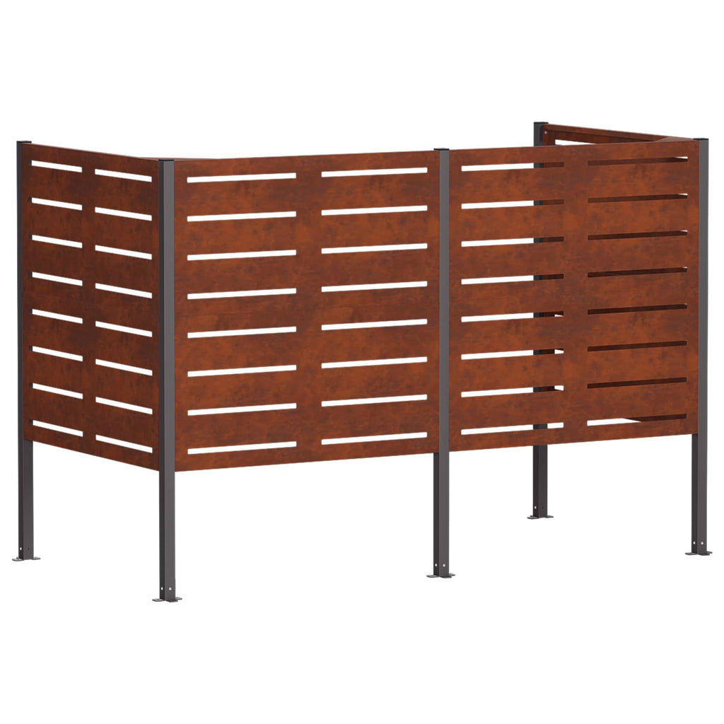 vidaXL Ekran na kosz na śmieci 167 x 85 x 113 cm Stal kortenowska