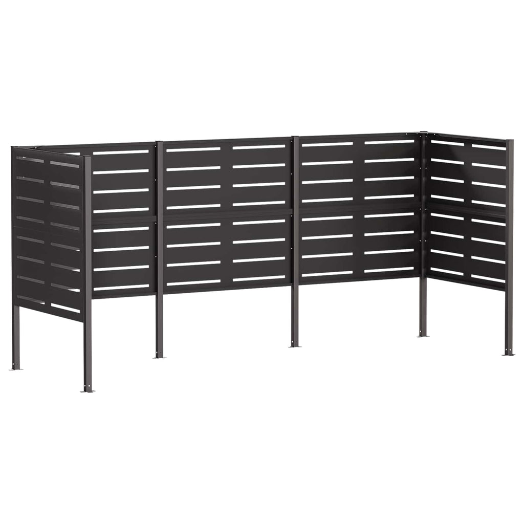vidaXL Ekran na kosz na śmieci 249 x 85 x 113 cm Stal Czarny
