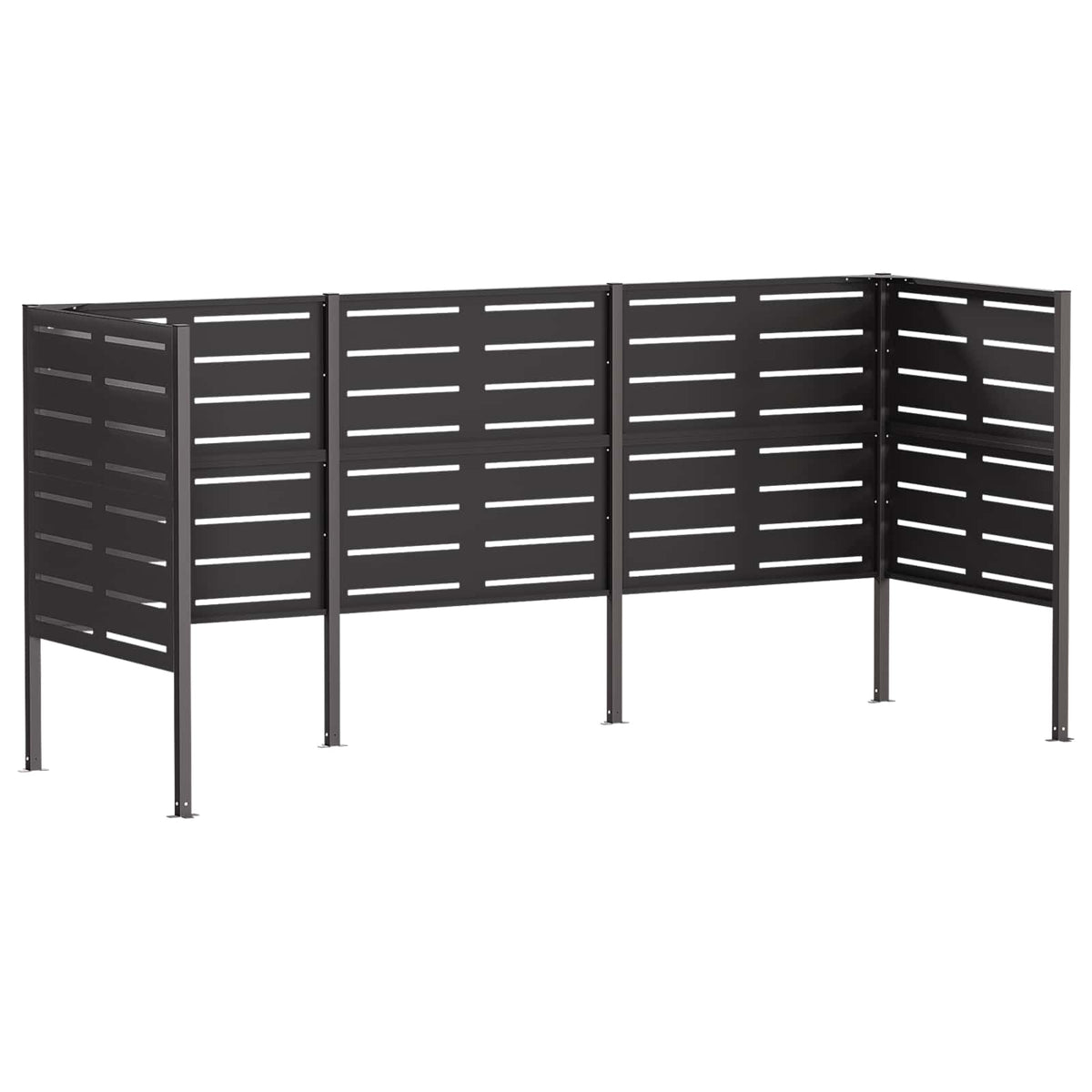 vidaXL Ekran na kosz na śmieci 249 x 85 x 113 cm Stal Czarny