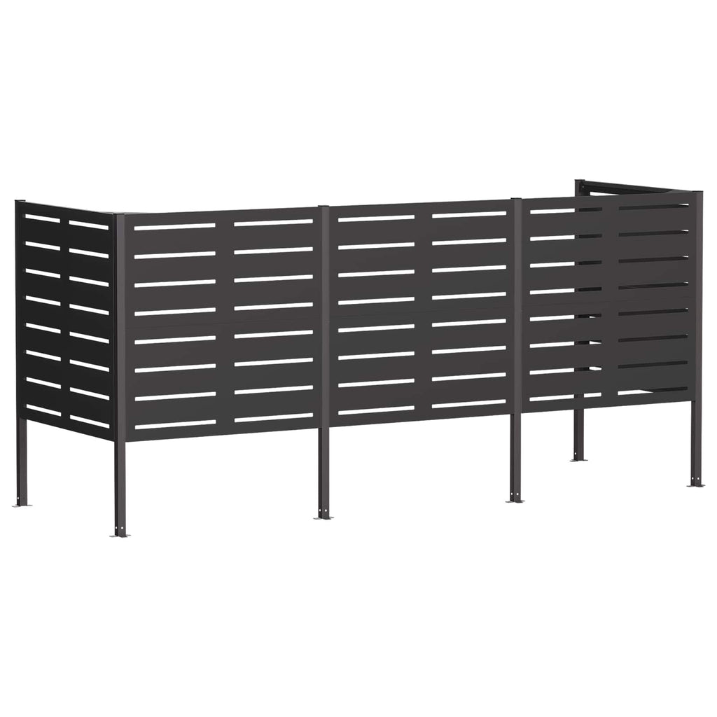 vidaXL Ekran na kosz na śmieci 249 x 85 x 113 cm Stal Czarny