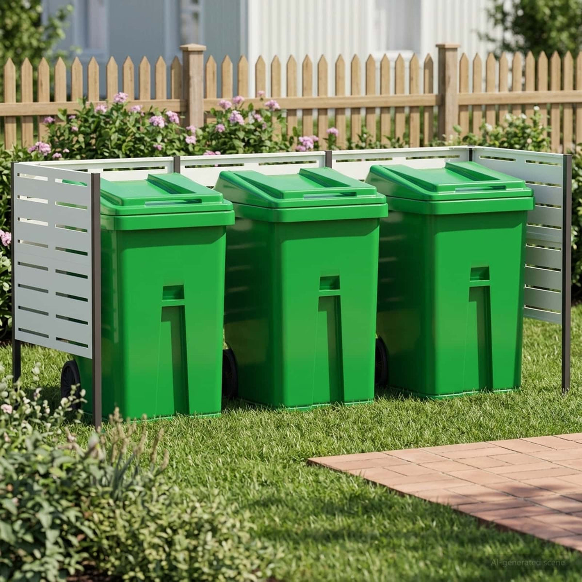 vidaXL Ekran na kosz na śmieci 249 x 85 x 113 cm Stal Biały