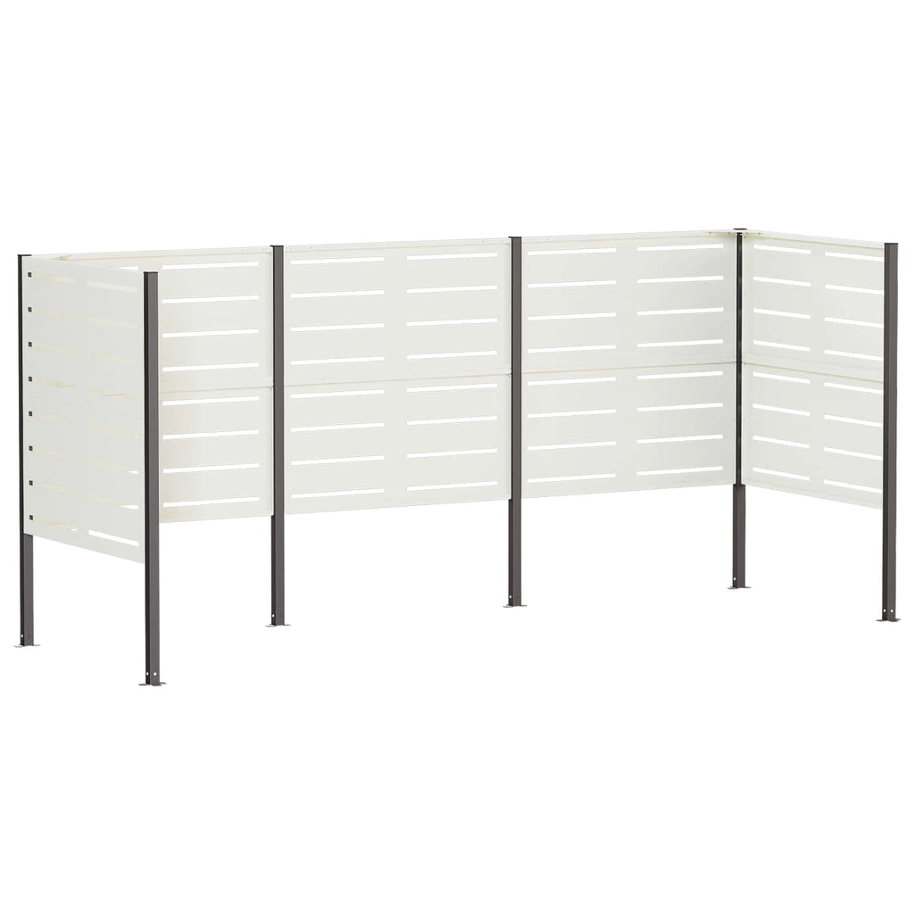 vidaXL Ekran na kosz na śmieci 249 x 85 x 113 cm Stal Biały