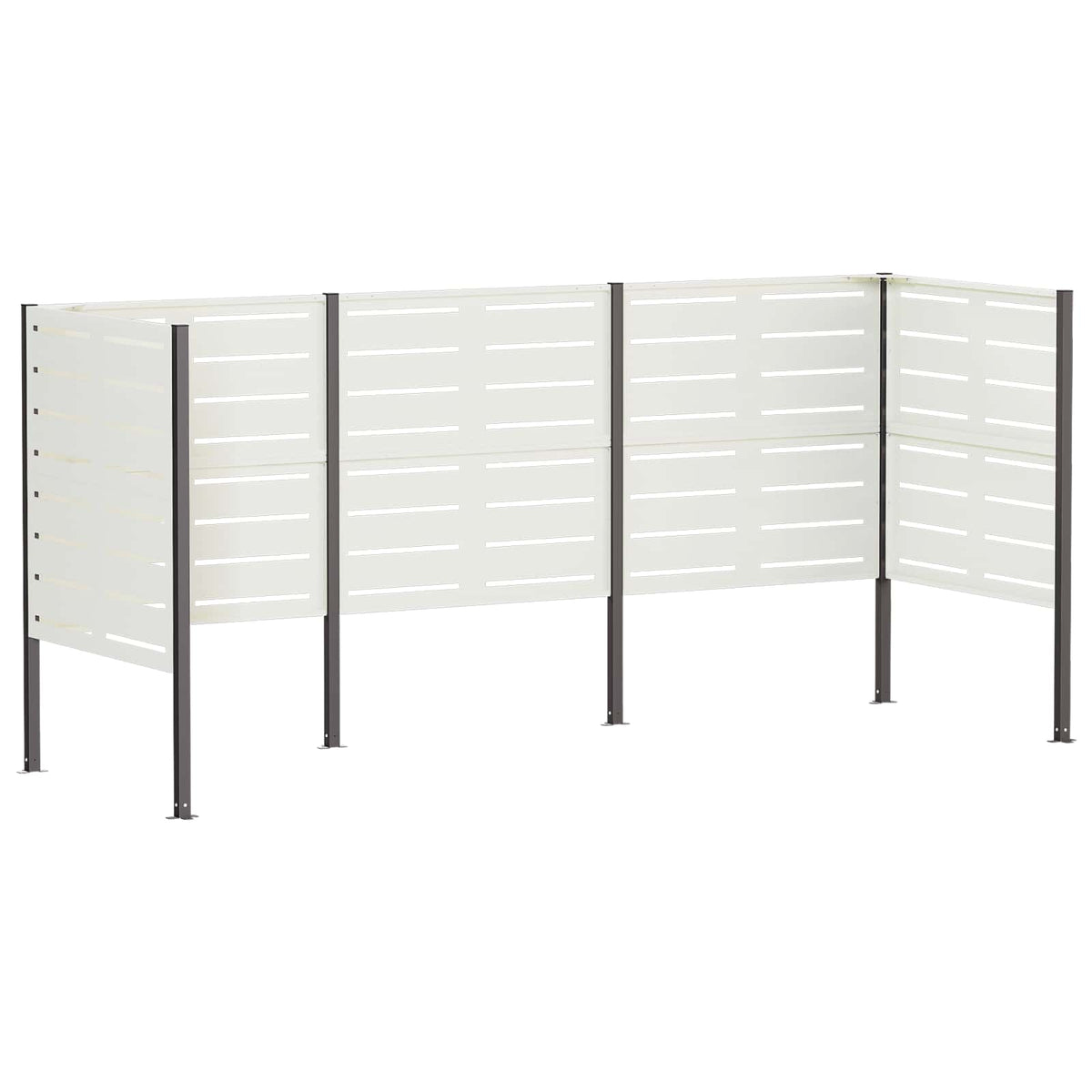vidaXL Ekran na kosz na śmieci 249 x 85 x 113 cm Stal Biały