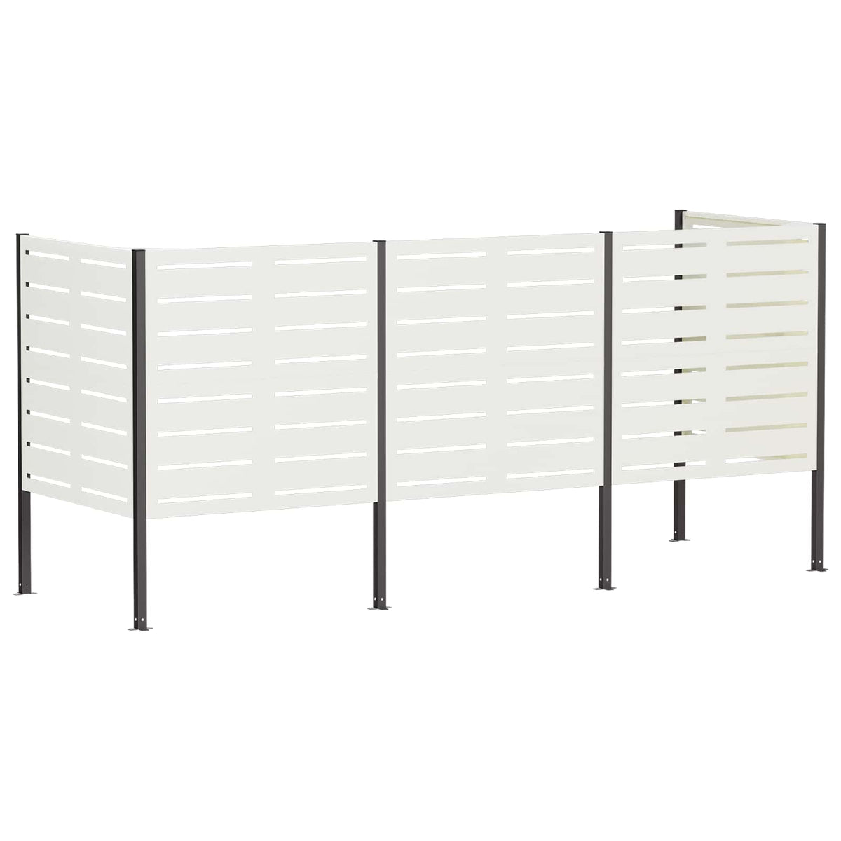 vidaXL Ekran na kosz na śmieci 249 x 85 x 113 cm Stal Biały