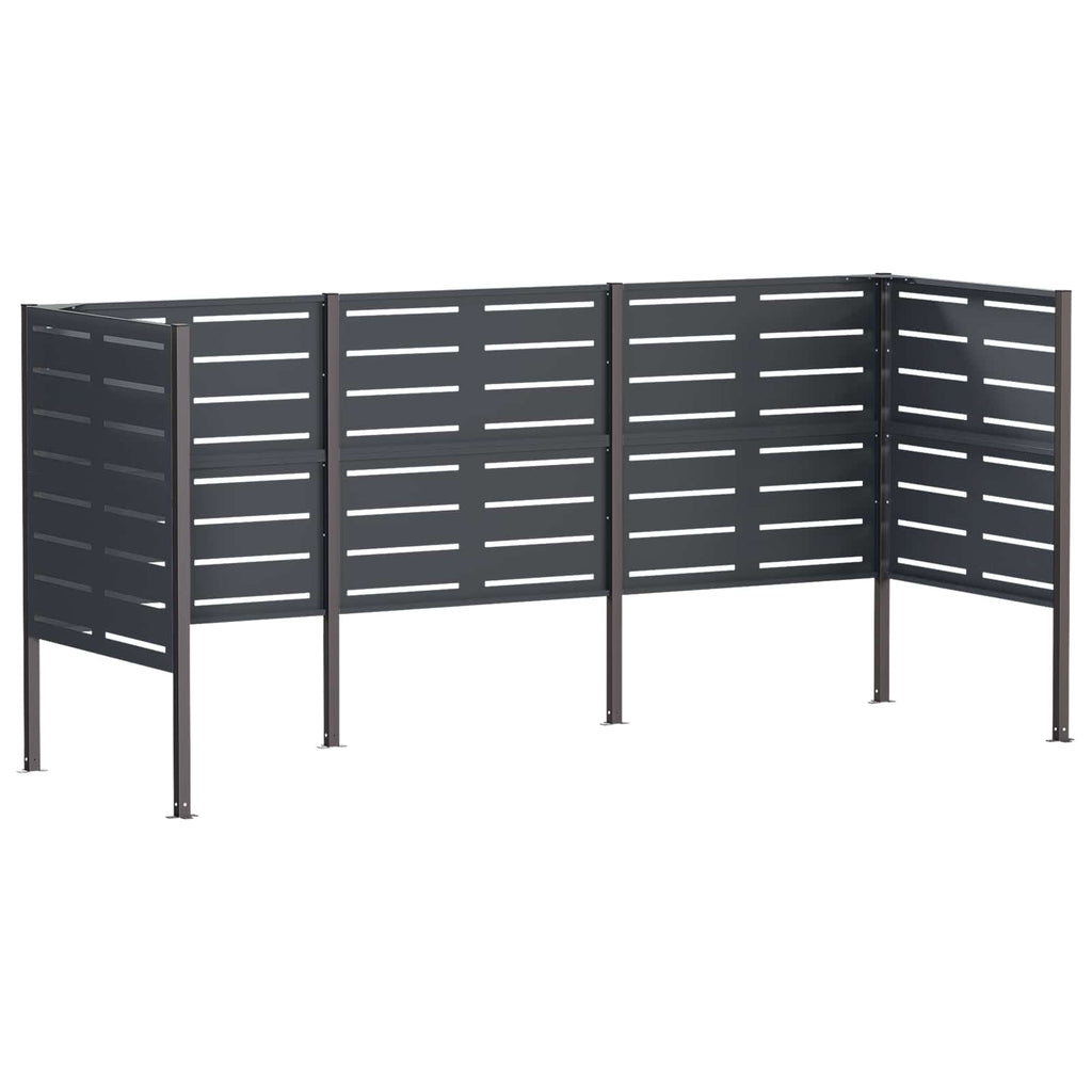 vidaXL Ekran na kosz na śmieci 249 x 85 x 113 cm Stal antracytowy