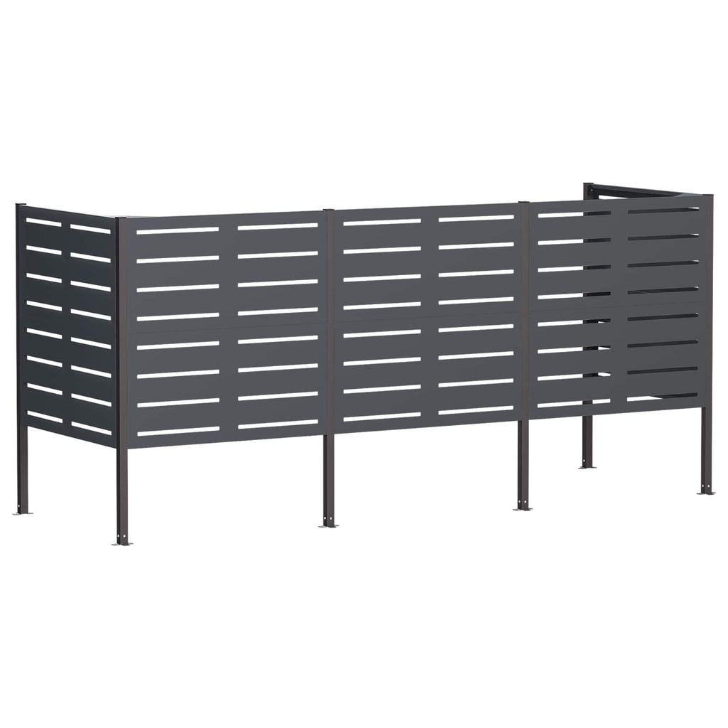 vidaXL Ekran na kosz na śmieci 249 x 85 x 113 cm Stal antracytowy