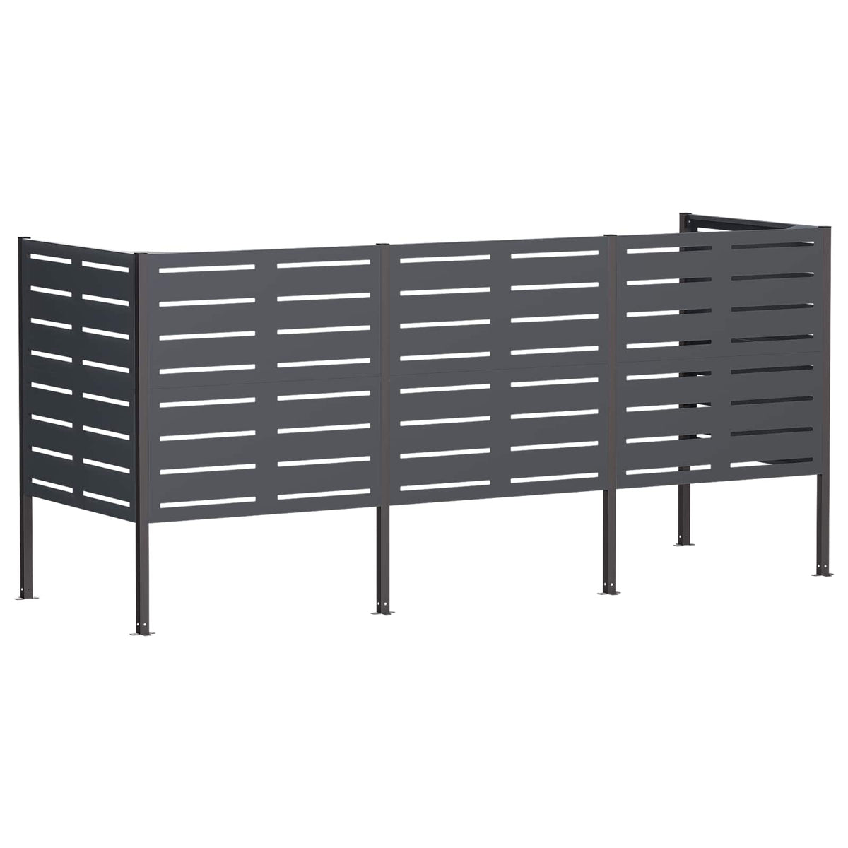 vidaXL Ekran na kosz na śmieci 249 x 85 x 113 cm Stal antracytowy