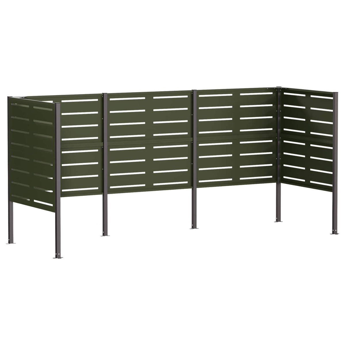 vidaXL Ekran na kosz na śmieci 249 x 85 x 113 cm Stal Oliwkowy zielony
