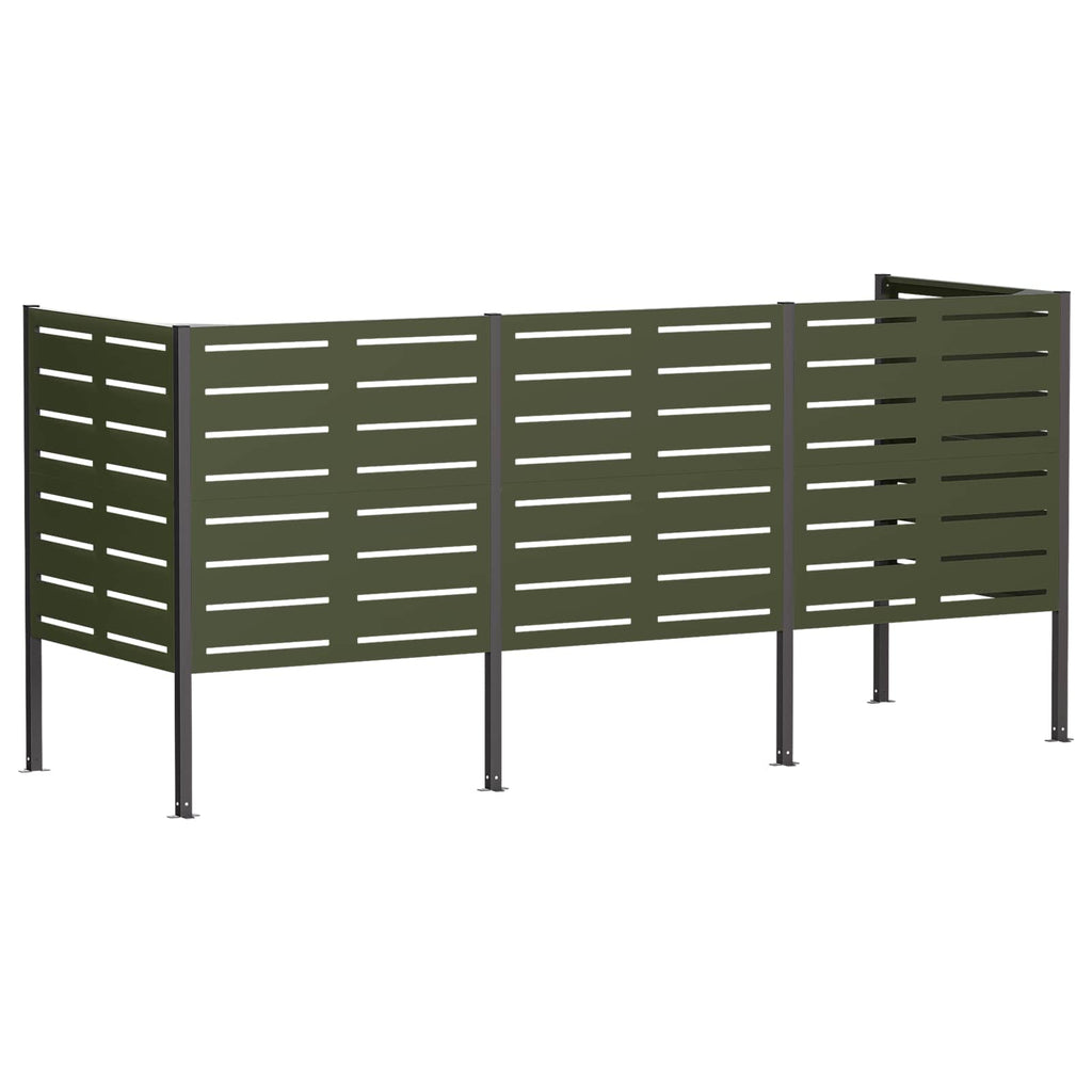 vidaXL Ekran na kosz na śmieci 249 x 85 x 113 cm Stal Oliwkowy zielony