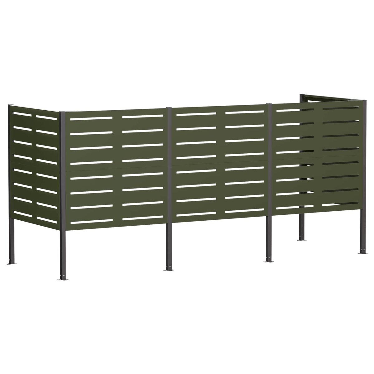 vidaXL Ekran na kosz na śmieci 249 x 85 x 113 cm Stal Oliwkowy zielony
